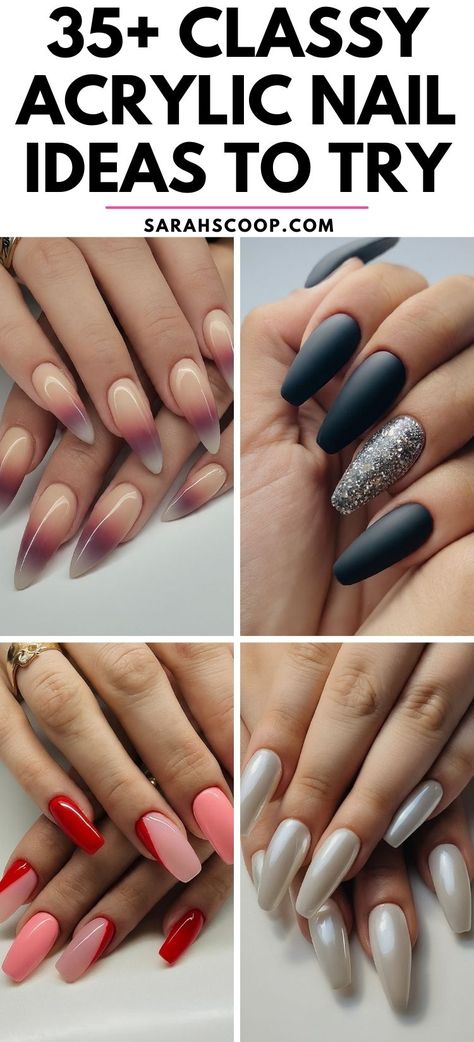 Dare to be daring with these stunning acrylic nail designs. From bold colors, and intricate patterns to classy and understated looks, there's a perfect style for every nail art enthusiast. #acrylicnails #nailart #manicureideas Classy Acrylic Nail Ideas, Classic Nail Ideas, Celebrity Nails Trends, Simple Elegant Nails, French Manicure Acrylic Nails, Acrylic Nail Ideas, Chic Nail Designs, Gold Nail Polish, Black Acrylic Nails