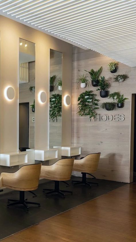 RHODES ~ A stylish and serene #salonspace that seamlessly blends natural elements with modern design. Featuring our Stockholm #stylingchair and greenery to add to the salons organic and tranquil ambience. 📷 @rhodes.hair.spa... #comfortelStockholm #instasalon #hairsalon #modernsalon #natural #saloninterior #saloninspo #interiorinspo Box Braids In Back, Beauty Salon Ideas, Small Beauty Salon, Small Beauty Salon Ideas, Braids Hairstyles For Men, Organic Hair Salon, Indian Hair Color, Pixie Haircuts For Women, Medium Hair Color