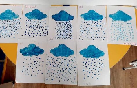 Rain Art Activities For Preschoolers, Blue Day Activity For Kindergarten, Weather Eyfs, Rain Activities For Preschool, Blue Day Activities Preschool, Blue Day Decoration In Preschool, Rain Craft, Weather Science Activities, Rain Crafts