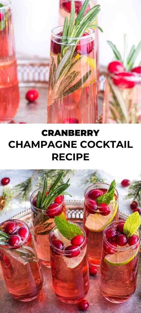 Holiday Champagne Cocktails, Holiday Drinks Alcohol Christmas, Cranberry Champagne Cocktail, Easy Holiday Drinks, Cranberry Cocktail Recipe, Holiday Drinks Alcohol, Champagne Recipe, Christmas Drinks Alcohol Recipes, Cranberry Drinks