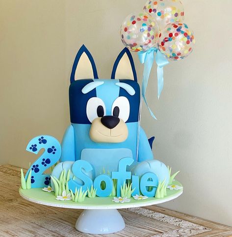 Bluey Cake 2nd Birthday, Bluey Fondant Cake, Bluey Cakes For Boys, Bluey Cake Ideas Birthday, Bluey Cake Smash, Diy Bluey Cake, Nct Cake, Bluey Birthday Cakes, Bluey Themed Cake