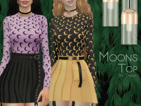 Dissia's Moons Top Galaxy Outfit, Cc Earrings, Sims Packs, Moon Top, Moon Dress, Fishnet Top, Female Clothes, Sims 4 Mods Clothes, Witch Outfit