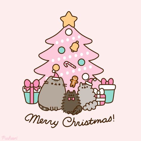 Merry Christmas from the Pusheen Shop! 🎄 🎁 ⭐ | Instagram post from The Pusheen Shop (@thepusheenshop) Christmas Wallpaper Android, Pusheen Christmas, Pusheen Shop, Christmas Wallpaper Iphone Cute, Christmas Wallpaper Free, Pusheen Cute, Xmas Wallpaper, Kawaii Christmas, Pusheen Cat