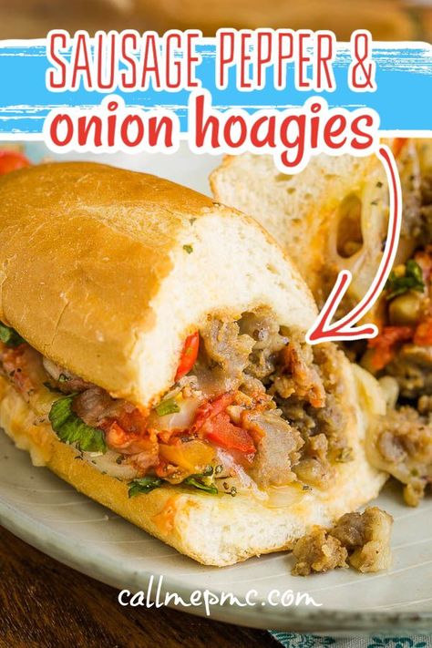 THE BEST SAUSAGE PEPPER ONION HOAGIES recipe by callmepmc.com & SO EASY! Hoagie Pizza, Hoagies Recipe, Sausage Sandwich Recipes, Sandwich Italian, Sausage And Peppers Sandwich, Italian Sausage Sandwich, Italian Hoagie, Sausage Sandwich, Sausage Peppers And Onions