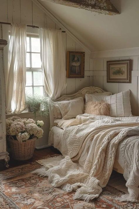 Vintage Bedroom White Furniture, Regency Interior, Vintage Bedroom Ideas, Cottage Room, Bedroom Ideas Inspiration, Cottage Bedroom, Vintage Bedroom, Redecorate Bedroom, Cozy Room Decor