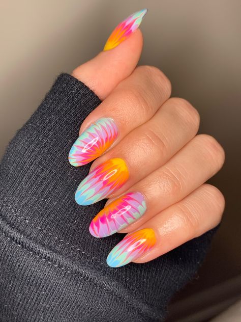 Pink Tie Dye Nails, Tye Dye Nails, Best Nail Designs, Sunset Nails, Nail Designs Ideas, Nail Art Designs Images, Tie Dye Nails, Cute Nail Art Designs, Edgy Nails