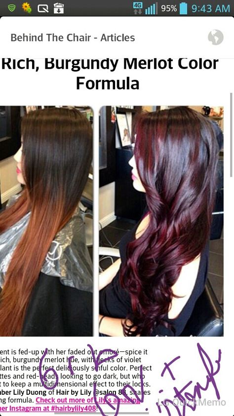 Merlot:level 6 burgandy plus 6red violet for framing/ hilights. Black Cherry Hair, Blond Ombre, Cherry Hair, Hair Color Burgundy, Burgundy Hair, Hair Color And Cut, Hair Envy, Love Hair, Great Hair