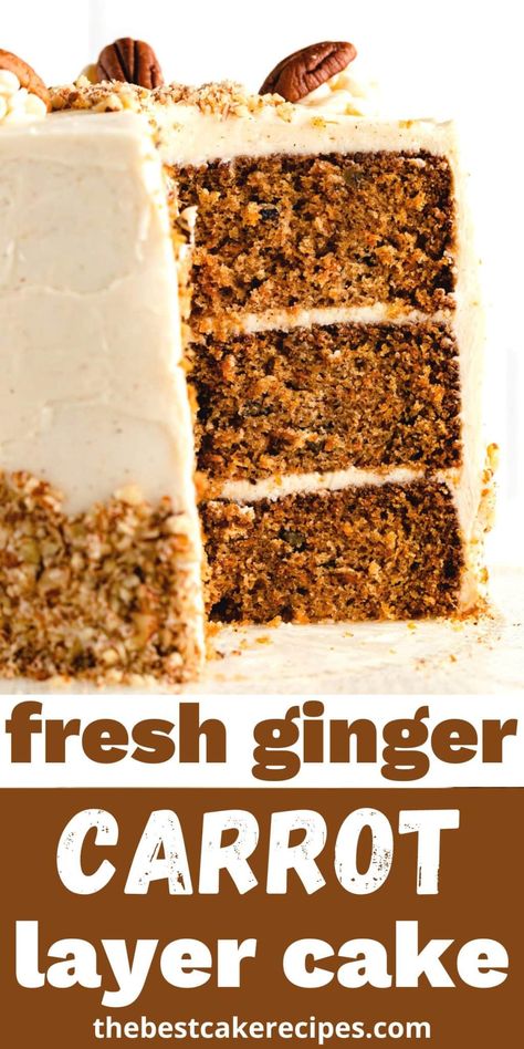 Indulge in a moist and flavorful ginger carrot cake with the perfect balance of sweetness and spice. Impress your guests or treat yourself. Carrot Ginger Cake, Apple Carrot Cake Recipe, Unique Carrot Cake, Spicy Carrot Cake, Ginger Cake Recipe, Ginger Cakes, Ginger Desserts, Bake Off Recipes, Carrot Spice Cake