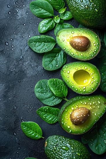 Premium Photo | Avocados On Black Backdrop With Water Drops Fruit Images, Fruit Background, Avocado Art, Avocado Fruit, Fruit Picture, Inspiration Images, Fruits Images, Black Backdrop, Fruit Wallpaper