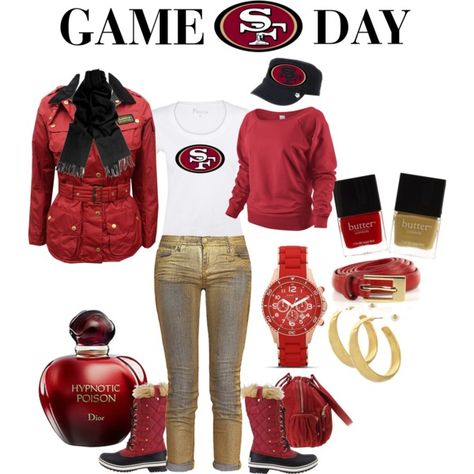 49er GAME DAY outfit. Minus the ugly boots! 49ers Snacks, Shoes Hills, Niners Girl, 49ers Outfit, Gameday Fashion, San Fransico, Football Game Outfit, Sf 49ers, Wedges Shoes