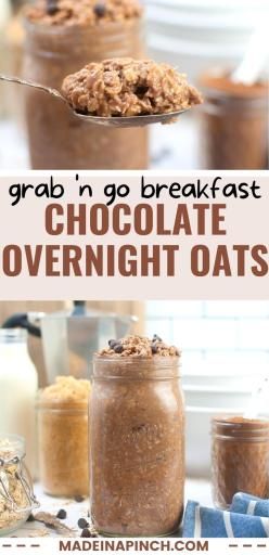 Chocolate Overnight Oats - Made In A Pinch Chocolate Overnight Oats Recipe, Hearty Breakfast Recipes, Family Meals Kid Friendly, Healthy Kid Friendly Meals, Chocolate Overnight Oats, Chocolate Breakfast, Quick Side Dishes, Creamy Recipes, Filling Snacks