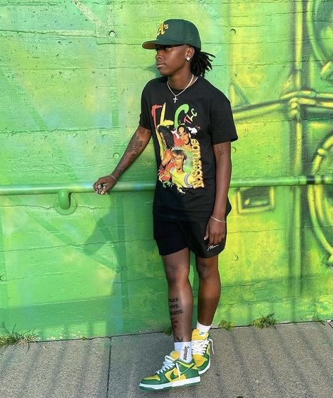 Green And Yellow Dunks Outfit Men, Nba Style Fashion Women, Black Mens Outfits Street Style, College Outfits For Men, First Tattoo Ideas For Men Meaningful, Outfits For Indian Men, Men College Outfits, Halloween Outfit Men, Black Men Outfit Ideas