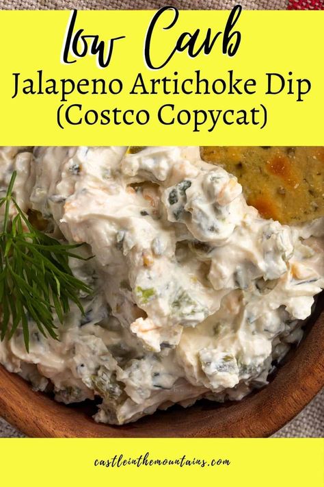 This naturally low carb Jalapeno Artichoke Dip is going to be your favorite Costco Copycat go to dip. This Jalapeno dip has kick! Plus it will save you a ton of money.