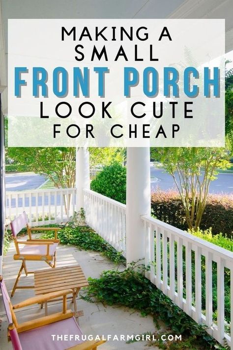 Front Porch Flower Pots Entrance, Narrow Front Porch Decorating Ideas, Narrow Front Porch Ideas, Small Front Porch Ideas Entrance, Front Porch Seating Ideas, Small Front Porches Designs, Small Back Porches, Porch Appeal, Front Porch Seating