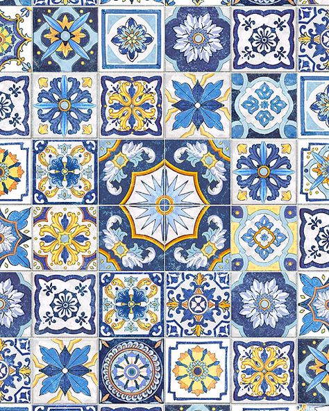 Mediterranean Escape - Tile Mosaics - White Hanging Ornaments From Ceiling, Affordable Barndominium, Mediterranean Wallpaper, Veneer Trolls, Mediterranean Tiles, Tile Mosaics, Bar Bedroom, Mediterranean Tile, Greek Blue