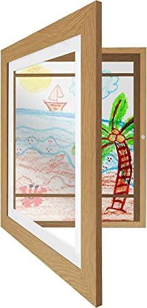 Americanflat 10x12.5 Kids Artwork Picture Frame in Oak - Displays 8.5x11 With Mat and 10x12.5 Without Mat - Composite Wood with Shatter Resistant Glass - Horizontal and Vertical Formats Loading Picture, Kids Art Frame, 11x14 Picture Frame, Frame Kids Art, Display Frames, 8x10 Picture Frames, Wood Molding, Kids Artwork, 5 Kids