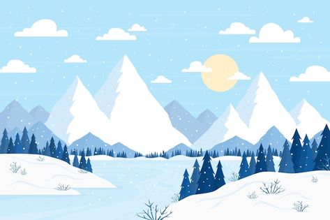 Winter Facebook Covers, Inspirational Desktop Wallpaper, 2d Motion Graphics, Snowflakes Drawing, Ingrain Wallpaper, Arctic Landscape, Doodle Art Flowers, Forest Background, Silhouette Illustration