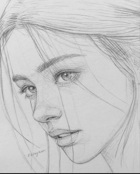 Simple Portrait Sketch, Realistic Doodles, Basic Face Drawing, Simple Face Sketch, Face Outline Sketch, Easy Face Sketch, Face Sketches Simple, Face Drawings Sketches, Portrait Sketches Pencil Faces