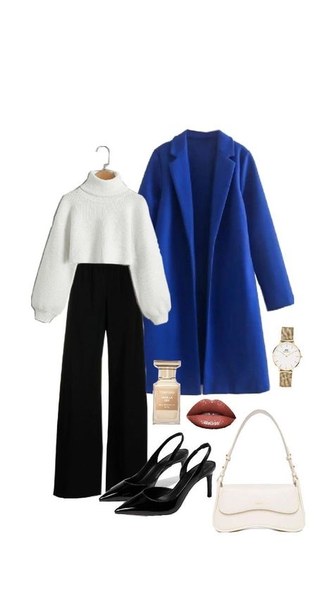 Add a pop of color to your fall look. #fallinspooutfit #royalblue #coatoutfit #classy Royal Outfits Classy, Blue Outfit Winter, Royal Blue Outfits, Disney Princess Outfits, Color Outfits, Mother Of The Bride Dresses Long, Outfits Classy, Winter Fashion Outfits Casual, Fashion Top Outfits