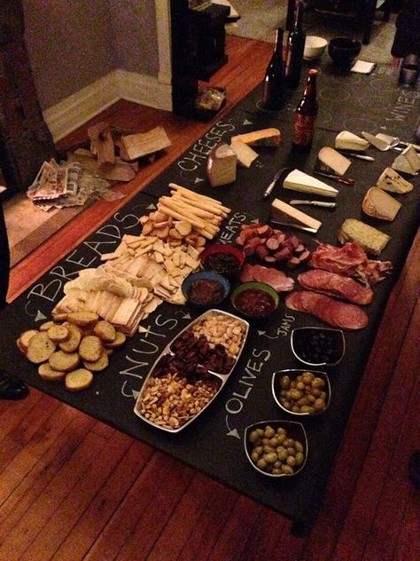 Wine and Cheese Party - cover table in butcher paper and write on Cheese And Wine Party, Wine And Cheese Party, Wine Tasting Party, Cheese Party, Wine And Cheese, Tasting Party, Chalkboard Paint, Wine Cheese, Cheese Platters