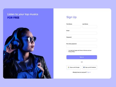 DailyUI01 Sign Up by Nodari Mekvabishvili on Dribbble Sign Up Design Website, Sign Up Web Design, Web Login Page Design, Log In Ui Design Website, Login Ui Website, Register Page Design, Login Page Design Website, Sign Up Page Design, Sign Up Ui