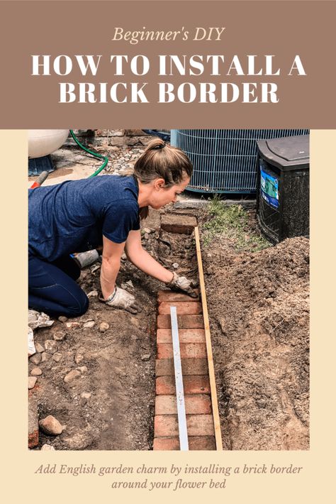 Reclaimed Brick Edging, Landscaping Bricks Edging, Flowerbed Border, How To Lay Brick, Brick Landscaping, Brick Flower Bed, Border Garden, Brick Border, Brick Ideas