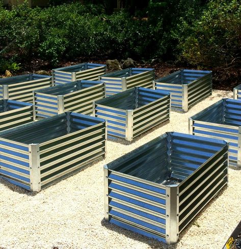 Metal Garden Beds. 100% Recyclable Galvanized Steel Material - No More Wood Rot.  Unique Garden Beds You'll Love. Corrugated Garden Beds, Metal Garden Beds, Raised Vegetable Gardens, Metal Raised Garden Beds, Building A Raised Garden, Unique Gardens, Vegetable Gardening, Garden Boxes, Garden Bed