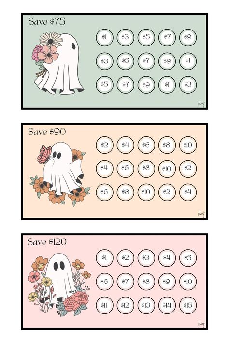 Cute Savings Challenge, Money Challenges, Mini Ghost, Mini Savings Challenge, Printable Things, Saving Money Chart, Money Chart, Budget Challenge, Money Planner