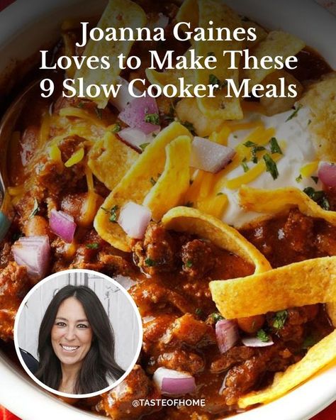 Taste of Home Joanna Gaines Slow Cooker Recipes, Joanna Gaines Recipes, Crock Pot Freezer, Guy Fieri, Family Dinner Recipes, Slow Cookers, Joanna Gaines, Taste Of Home, Freezer Meals