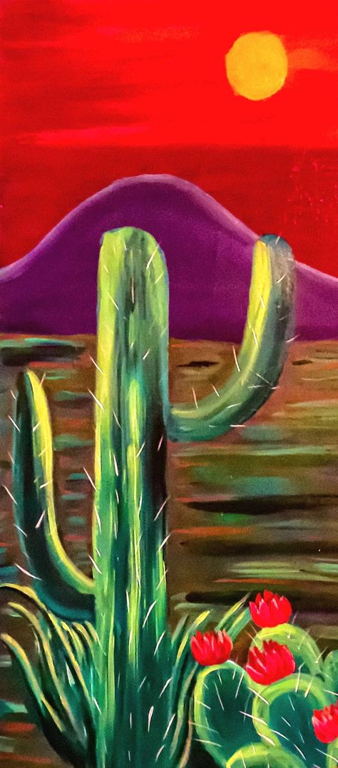 "American West" by Melanie Lutes. Paintings for Sale. Bluethumb - Online Art Gallery Easy Country Paintings On Canvas, Watercolor Cactus Paintings, Cactus Painting Acrylic, Southwest Scenery, Abstract Cactus Painting, Western Sunset, Painting Hobby, Cactus Paintings, Purple Mountains