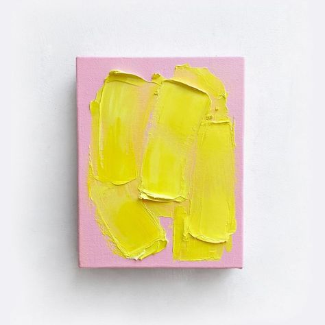 Laura Marks on Instagram: “Pink, Yellow and Yellow Oil & cold wax on canvas 20x25x3.8cm SOLD £250” Hur Man Målar, Simple Acrylic Paintings, Painting Illustration, Texture Art, 그림 그리기, Abstract Art Painting, Painting Inspiration, Art Diy, Diy Art