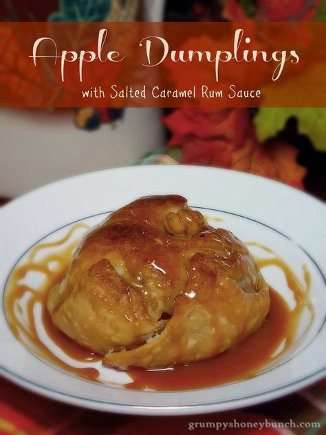 Caramel Rum Sauce, Easy Apple Dumplings, Pumpkin Bagels, Rum Sauce, Apple Dumpling, Caramel Apple Cheesecake, Apple And Peanut Butter, Apple Dumplings, Caramel Sauce