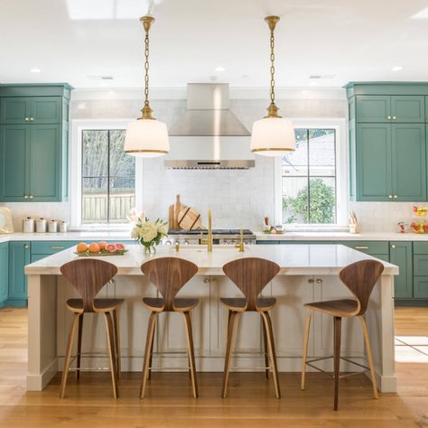 A lighting company stole a designer’s image. It’s more common than you think Center Hall Colonial Remodel, Center Hall Colonial Kitchen, Colonial Remodel, Kitchen Island Tops, Center Hall Colonial, Light Grey Kitchens, Colonial Kitchen, White Kitchen Island, Kitchen Remodel Before And After