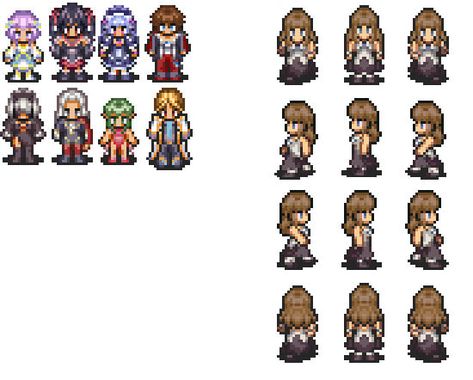 I will create a sprite sheet of a character of your choosing in the style of many classic SNES RPGs.  The sprites will be includes in formats for easy importing into RPG Maker VX and MV, but can also be included in another format upon your request. The more description and reference images you can provide, the better.  Thank you for looking! Sprite Sheet Character Pixel Art, Top Down Sprite, Rpg Maker Mv Characters, Pixel Sprite Sheet, Pixel Art Sprite Sheet, Top Down Pixel Art Characters, Sprite Sheet Character, Rpg Sprites, Gamer Ideas