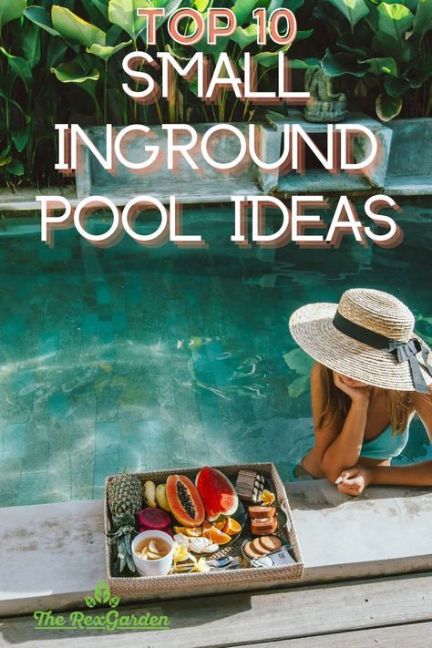 Women sitting in the backyard pool. Small Backyard Inground Pool Ideas, Small Inground Pool Ideas, Inground Pool Ideas, Decks Around Pools, Small Inground Pool, Landscaping With Fountains, Pool Cost, Landscaping Backyard, Large Pool