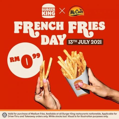 French Fries Day, National French Fry Day, Poster Ideas, Menu Ideas, Food Poster, Burger King, French Fries, Food Design, Media Post