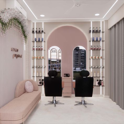 presenting feminine and chic pink palette for this beauty salon Parlour Design Interiors, Beauty Parlour Design, Parlour Design, Hair Salon Interior, Beauty Parlour, Beauty Room Design, Pink Palette, Beauty Parlor, Chic Pink