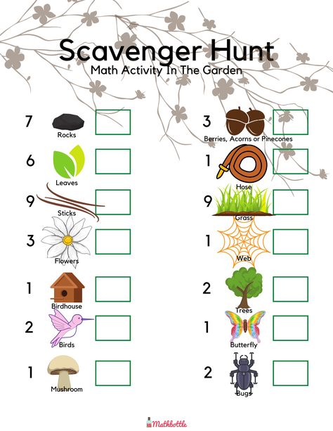 Math Scavenger Hunt in your backyard. Math Scavenger Hunt, Preschool Patterns, Scavenger Hunt, Math Activities, Bird Houses, Pine Cones, Activities For Kids, Preschool, Stuffed Mushrooms