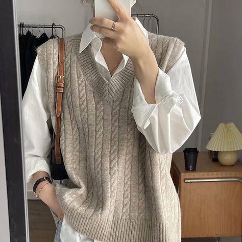 V Neck Knitted Vest, Commuter Style, Preppy Mode, Sweater Sleeveless, Casual Knitwear, Vest Sweater, Vest Women, Solid Sweaters, Knitted Vest