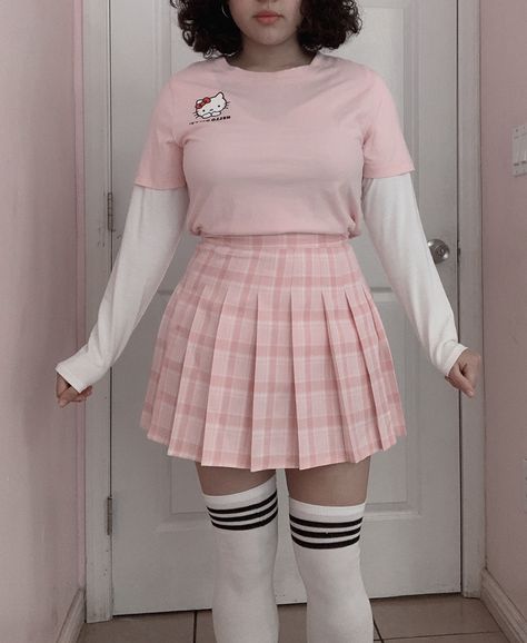 Shibu Kawaii Style, Kawaii Skirt Outfits, Pinkcore Outfit, Kawaii Style Outfits, Asethic Outfits, Casual Kawaii Outfits, Kawaii Girl Outfits, Hello Kitty Pastel, Cute Outfits Pink