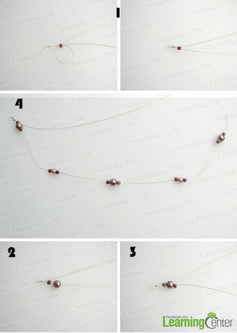 This tutorial will teach you a simple way about how to make an illusion necklace; after this illusion necklace instructions you will also master the right skill of backing-through, wrapping and securing beads without knotting and crimping. How To Tie The End Of A Beaded Necklace, Illusion Necklace, Necklaces Diy, Floating Necklace, Necklace Tutorial, Diy Wire Jewelry, Wire Necklace, Creating Jewelry, Crimping