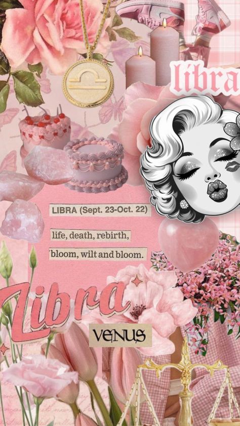 Libra Aesthetic Pink Wallpaper Collage For Your Phone Pink Wallpaper Collage, Libra Wallpaper, Zodiac Signs In Order, Libra Aesthetic, Aesthetic Pink Wallpaper, Libra Love, Wallpaper Collage, Aesthetic Pink, Pink Wallpaper