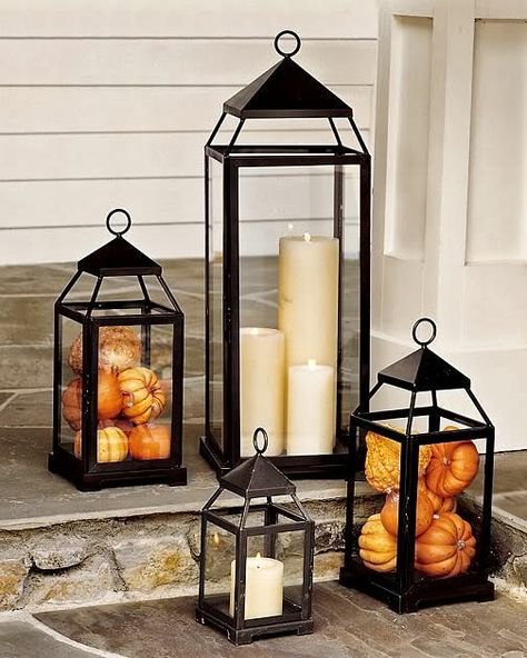 outside+fall+decorating+ideas | The Cottage Market: 25+ Outdoor Fall Decor Ideas Porch Lanterns, Outdoor Fall Decor Ideas, Fall Front Porch Ideas, Casa Halloween, Boho Outdoor, Real Estat, Budget Patio, Fall Deco, Fall Front Porch