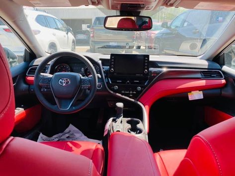 Toyota Camry Xse Red Interior, Toyota Camry Red Interior, Camry Red Interior, Camry Xse, Pink Car Accessories, Chanel Aesthetic, Board Pictures, Honda Accord Sport, Girly Apartment Decor