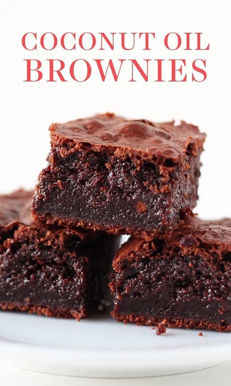 Coconut Oil Dessert Recipes, Coconut Oil Dessert, Coconut Oil Brownies, Ultimate Cookie Recipe, Oil Brownies, Moist Brownies, Dairy Free Brownies, Cookie Recipes From Scratch, Brownies From Scratch