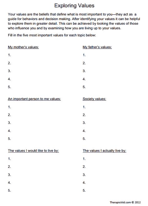 What are your personal values? What are your fundamental building bricks that make you tick? What are your morals & strong beliefs? Before moving forward you need to know "YOU" and what you stand for. What makes you you? Marriage Counseling Worksheets, Group Therapy Activities, Cbt Worksheets, Counseling Worksheets, Motivational Interviewing, Mental Health Counseling, Therapeutic Activities, Counseling Activities, Therapy Counseling