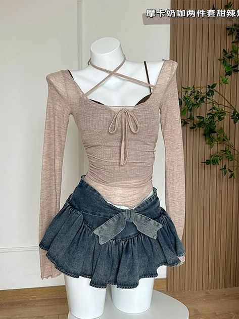 Blue Jean Skirts, Kawaii Coquette, Skirt Streetwear, Jean Skirts, Blue Jean Skirt, Shorts Summer, Mode Inspo, Really Cute Outfits, 2000s Fashion