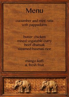 Indian Dinner Party menu, available from our shop Indian Dinner Party, Asian Party Decorations, Asian Party Themes, Party Menu Ideas, Birthday Dinner Menu, Mango Kulfi, Asian Wedding Decor, Curry Night, Asian Dinners