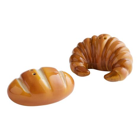 Ceramic Croissant and Bread Loaf Salt and Pepper Shaker Set by World Market Life In Germany, Croissant Bread, Lots Of Food, Food Shapes, Bread Loaf, Salt Shaker, Salt And Pepper Set, Updating House, French Decor