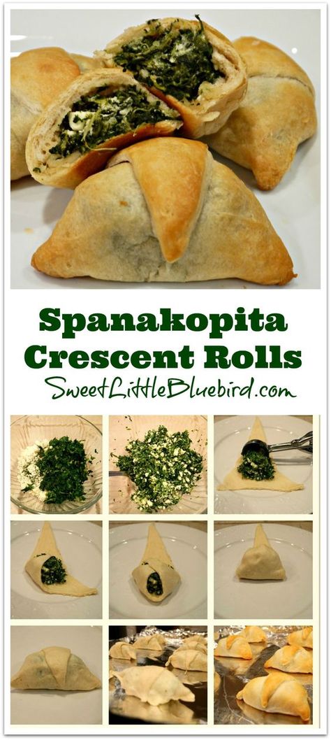 Spanakopita Crescent Rolls Recipe, the spinach & feta filling is also great for stuffed chicken breast. Appetizers Crescent Rolls, Vegetarian Brunch Recipes, Crescent Roll Recipes Dinner, Crescent Roll Appetizers, Spanakopita Recipe, Simple Brunch, Vegetarian Brunch, Brunch Appetizers, Feta Recipes